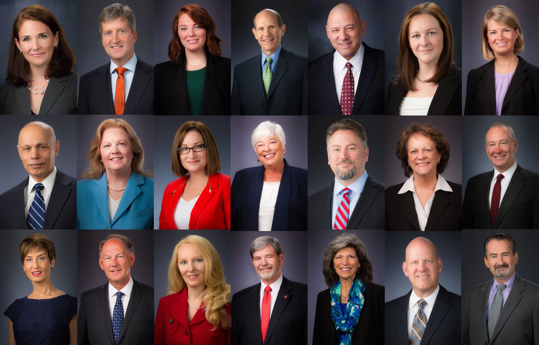 Business class headshots of 21 different people